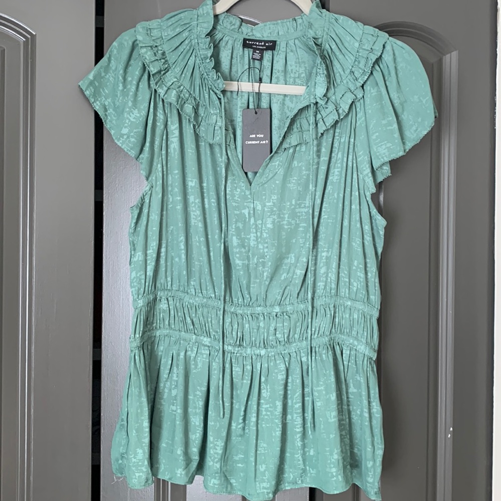 💚🆕 CURRENT AIR Green Jacquard Blouse